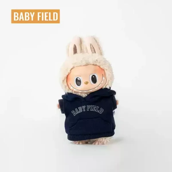 trendy casual labubu hoodie outfit 17cm doll grey
