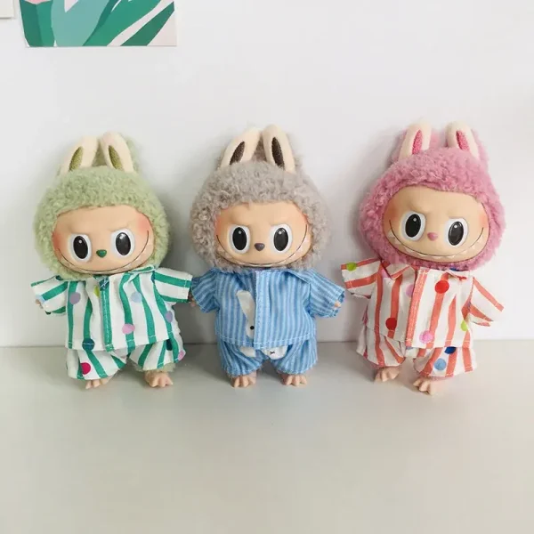 two piece 17cm Labubu doll pajama set outfit