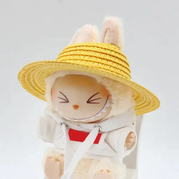 unique labubu straw hat design hollow top bunny ears detail