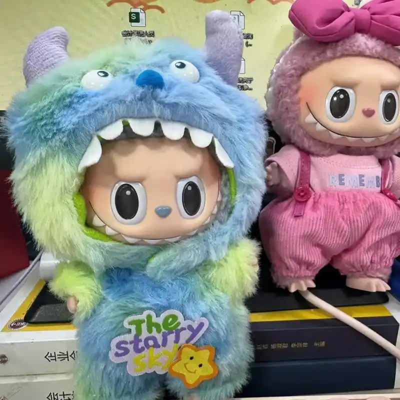 unique tie dye monster costume for 17cm Labubu doll