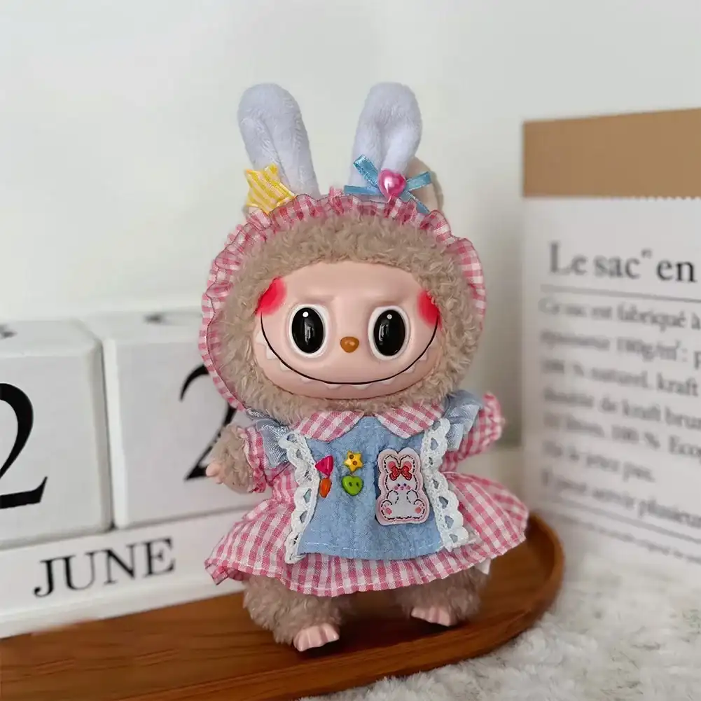 vibrant color 17cm Labubu doll clothing for cute decoration