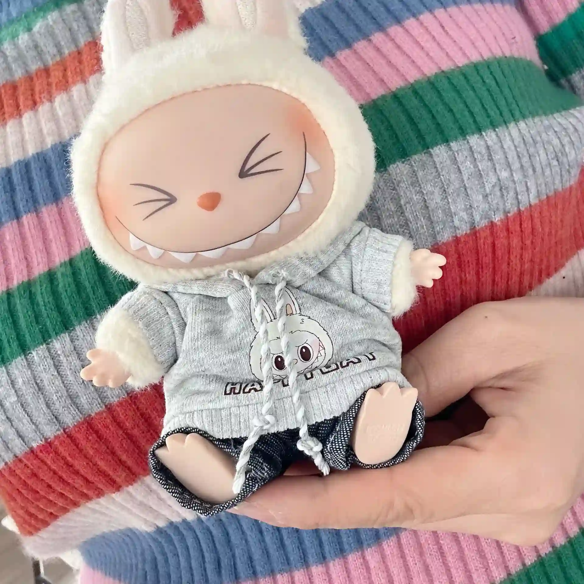 vibrant color options 17cm labubu doll bear hoodie outfit