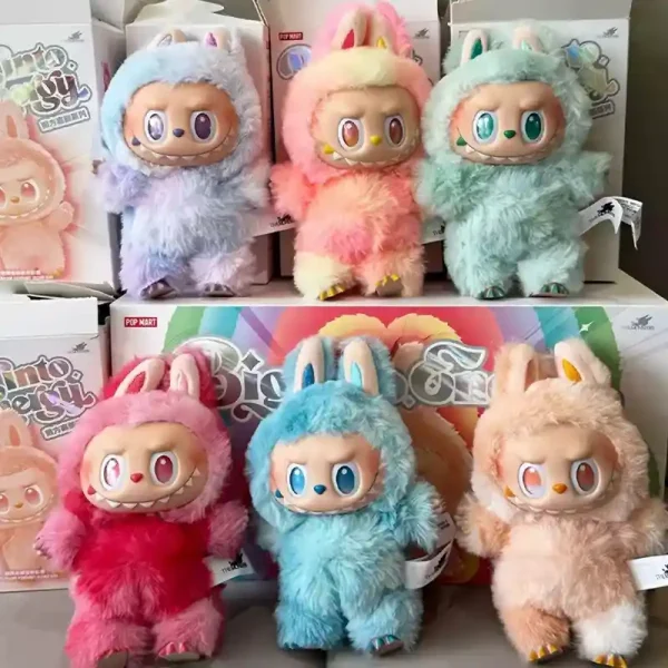 vibrant pink and white labubu bunny plush keychain 16cm