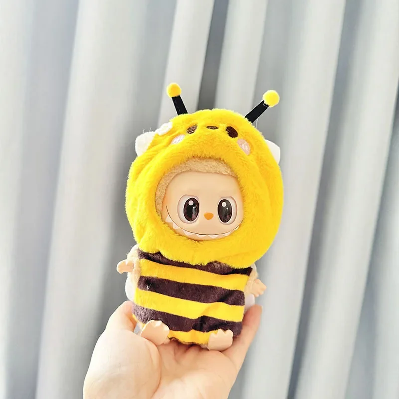 vibrant yellow bee onesie with felt wings for Labubu