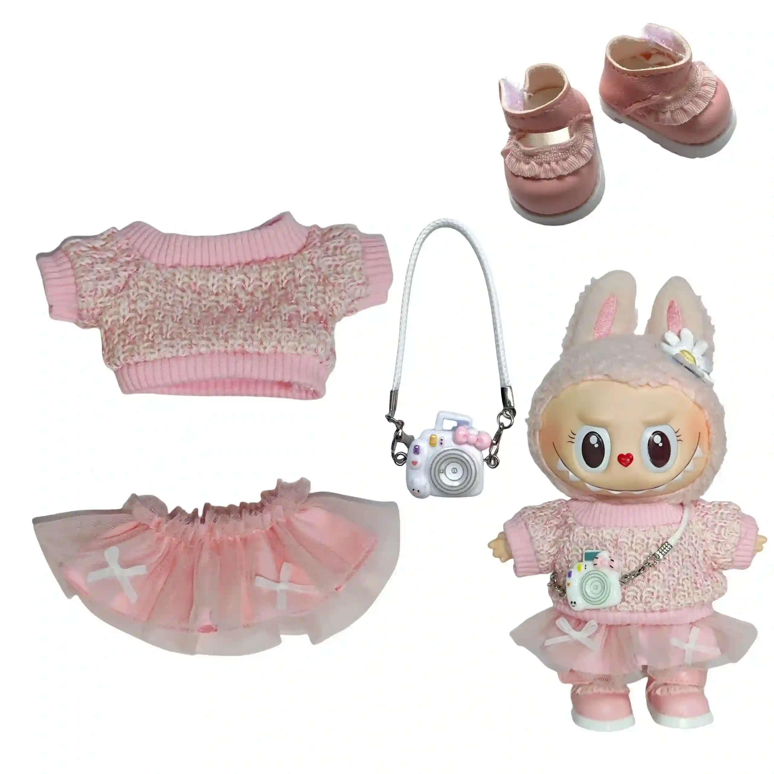 vintage inspired labubu doll knit sweater tutu outfit