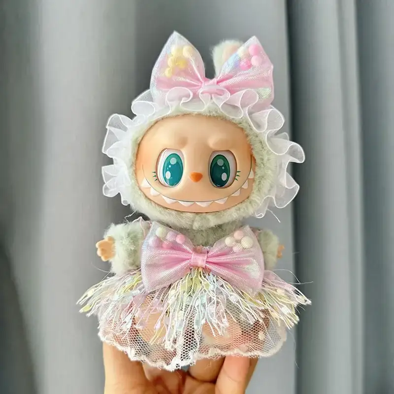 whimsical bunny dress and top outfit for 17cm Labubu