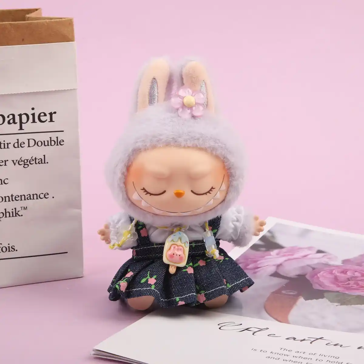 whimsical bunny outfit for 17cm labubu first and second gen