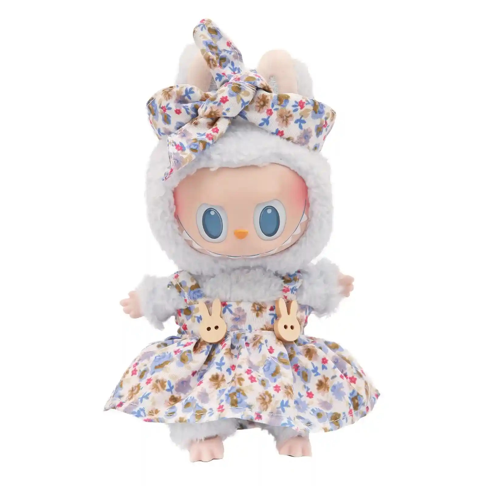 whimsical floral dress and headband for labubu doll