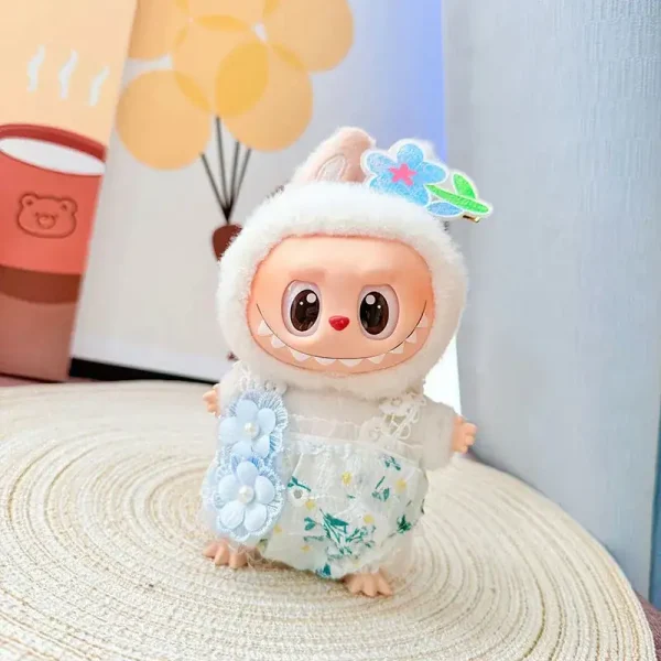 whimsical floral labubu doll outfit spring garden theme