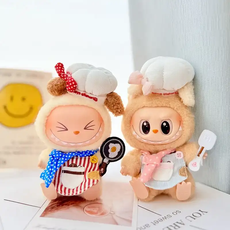 whimsical labubu chef costume for 15 17cm mini dolls