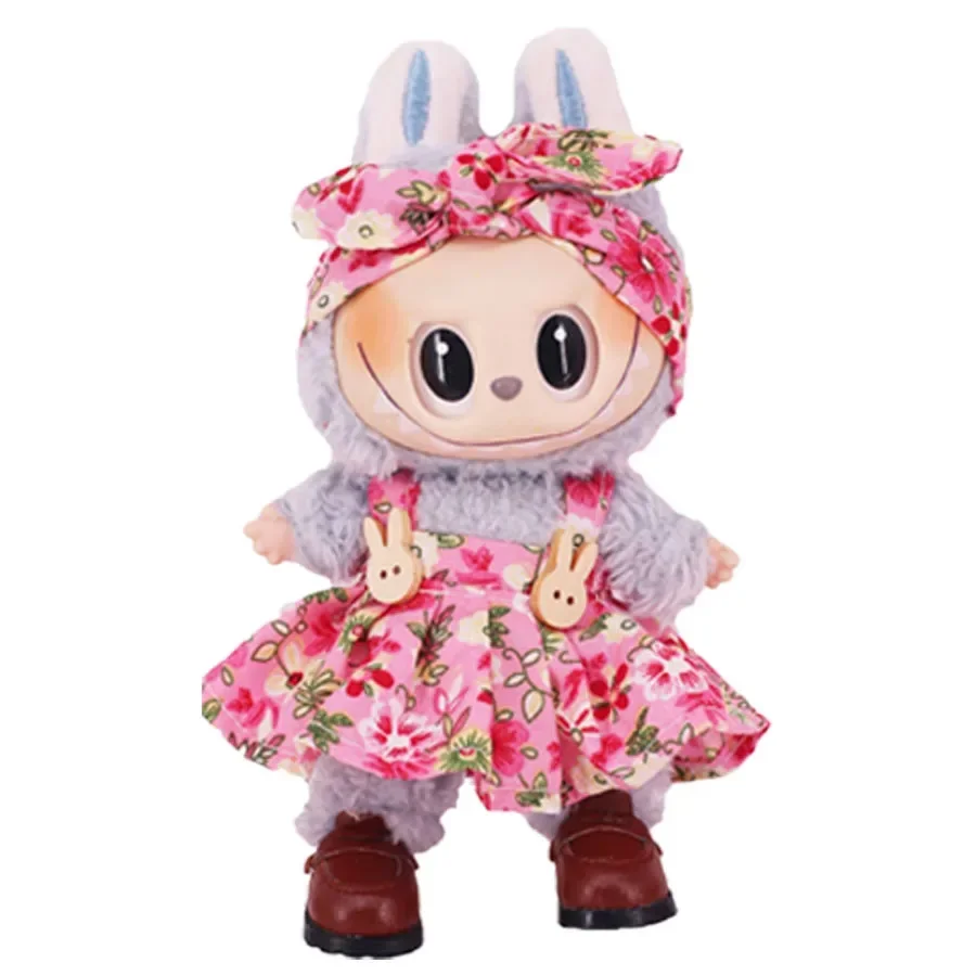 whimsical labubu doll clothes charming floral dress striped shirt set