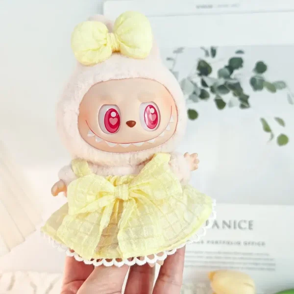 whimsical labubu doll outfit set pastel colors a line dress design