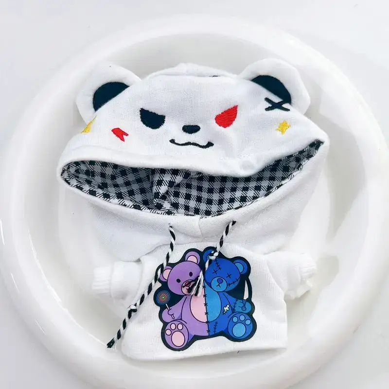 white bear hoodie outfit for 17cm labubu doll cute stylish