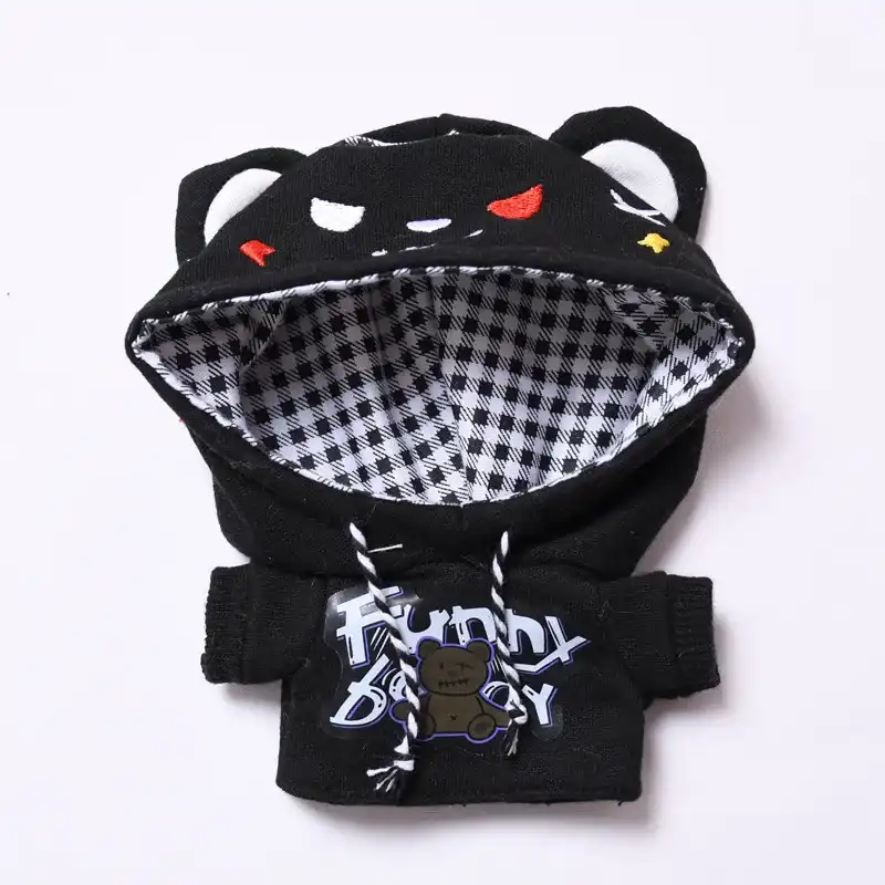 white labubu bunny hoodie with pastel teddy bear design