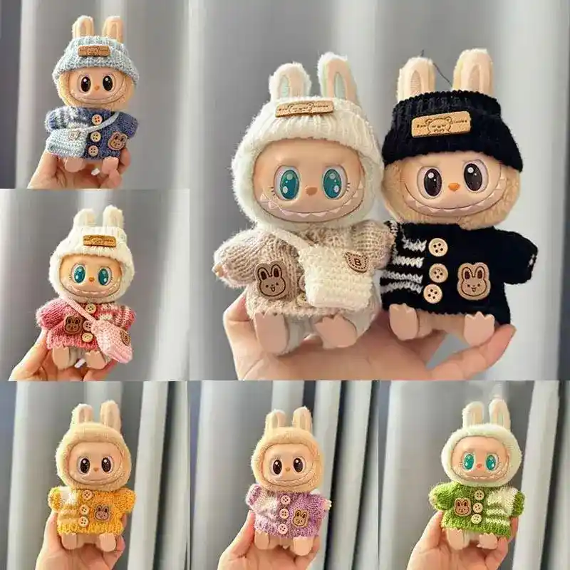 winter outfit for 15 17cm labubu doll with knit hat
