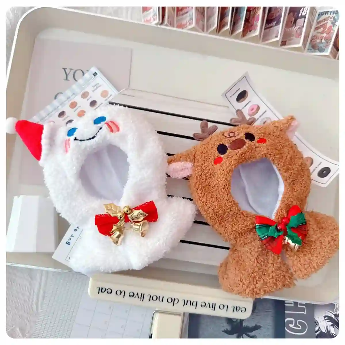 winter themed labubu doll outfit for christmas season